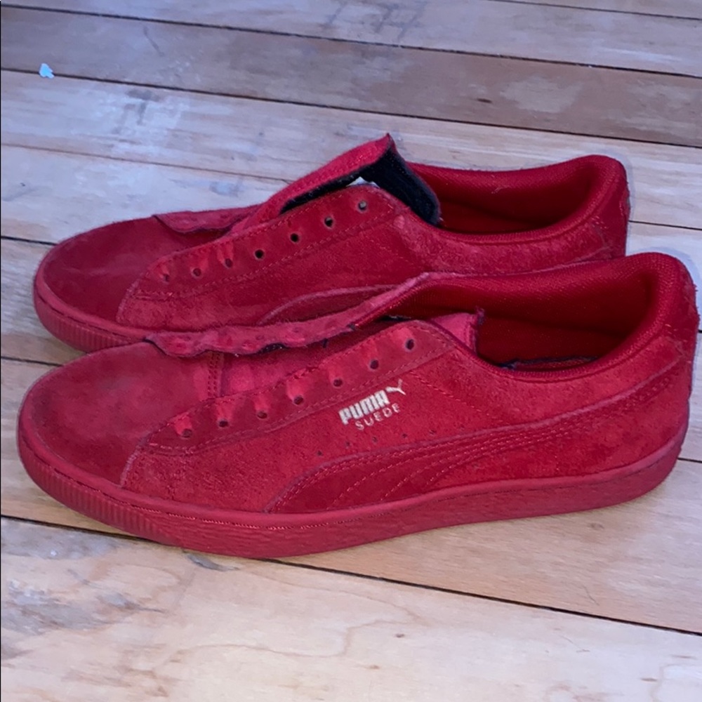 Red puma shoes